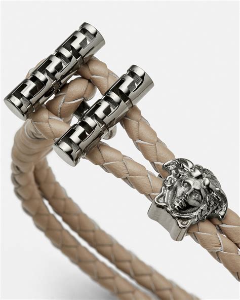 versace braided leather bracelet|versace medusa leather bracelet.